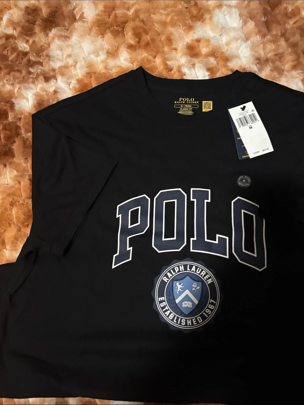 Polo by Ralph Lauren Black Tee with Navy and White Logo